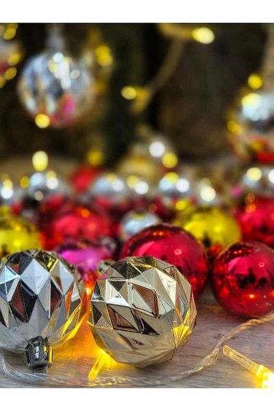 mıstıque home Mistique Home Christmas Tree Ornament 6 Pieces Gold Patterned Ball Christmas Tree Ornament