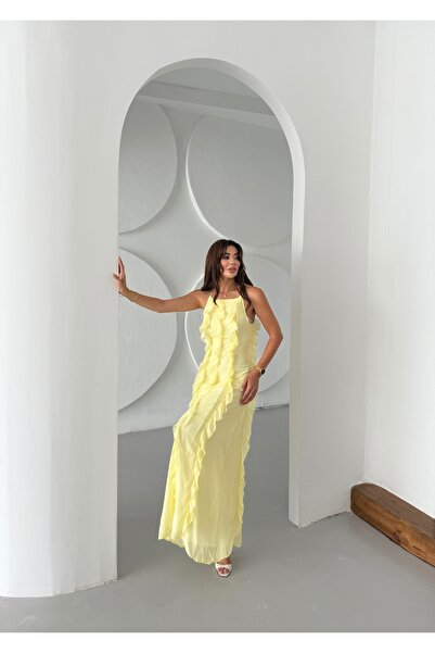 NEW STATION New Statıon Maxi Fırfır şifon elbise