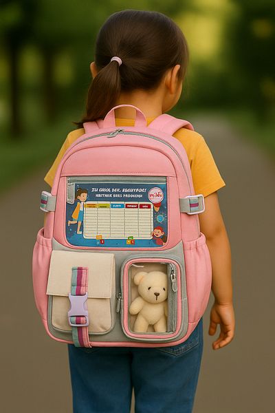ANI OFİS KIRTASİYE A K Cute School Bag with Plush Toy – Suitable for Primary and Secondary Schools + Teddy Bear Gift - Model4
