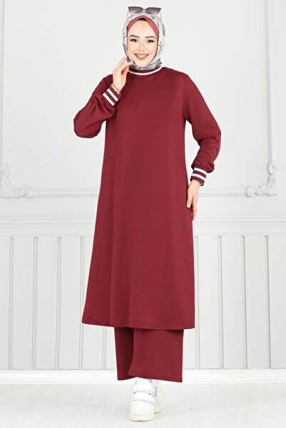 ModaMerve Garni Glittery Hijab Set Pl9148-Ms Burgundy