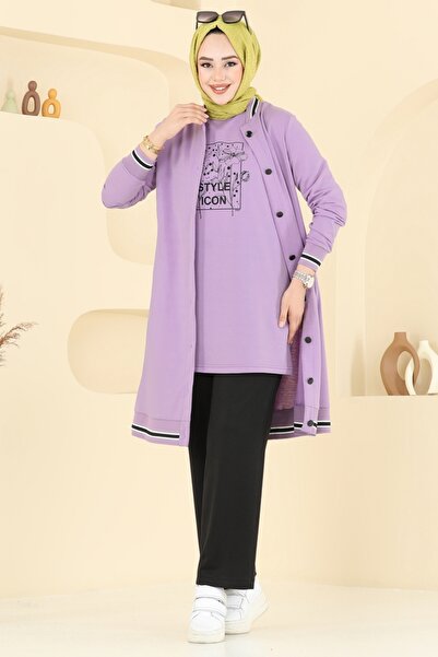 ModaMerve Front Button Triple Suit Pl9134-Ms Lilac