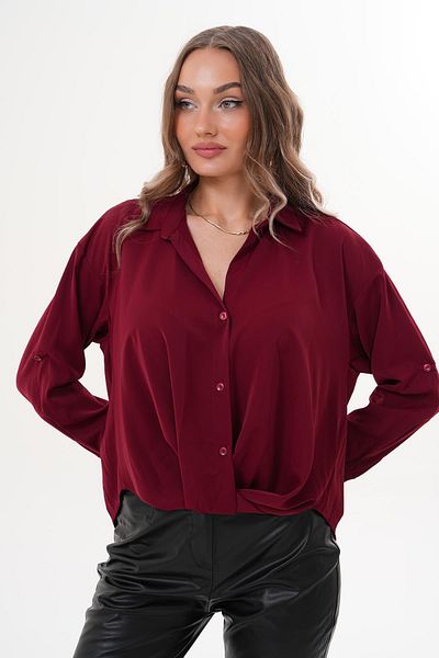 ŞİMAL Women's Front Knot Detailed Satin Shirt 255232 -