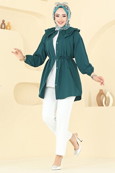 ModaMerve Bebe Yaka Tesettür Tunik 228ASN888-MS Petrol