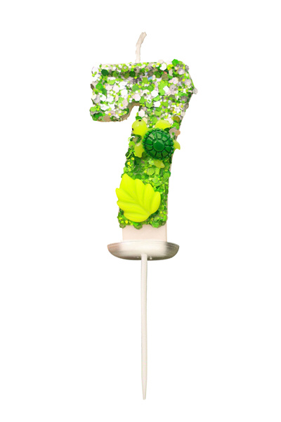 L&Wen شموع الكيك رقم 7، 7 سم، شمعة رقم باللون الأخضر، مناسبة لأعياد الميلاد و...