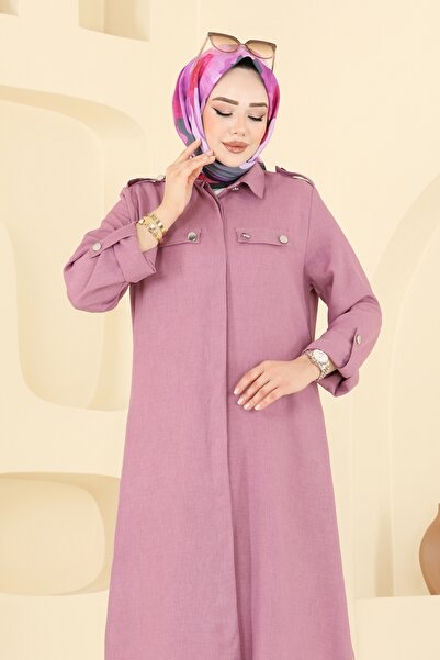 ModaMerve Aksesuar Düğmeli Sofia Takım 23017UKB139-MS Gül Kurusu