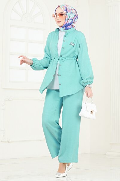 ModaMerve Beli Tünelli Takım 347DVL817-MS Su Yeşili