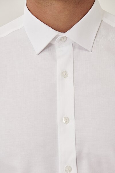 ALTINYILDIZ CLASSICS Ανδρικό λευκό πουκάμισο χωρίς σιδέρωμα, κλασικό πέτο, 100% βαμβακερό πουκάμισο
