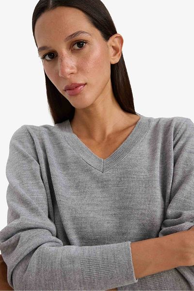 DeFacto Relax Fit V-Neck Knitwear Sweater C4024Ax25Wn