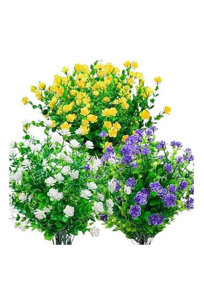 OEM Artificial Flower Package, 12 pcs, plastic, for home, garden, events decoration, violet, white, yell