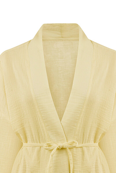 praye Muslin Kimono with Pockets Yellow