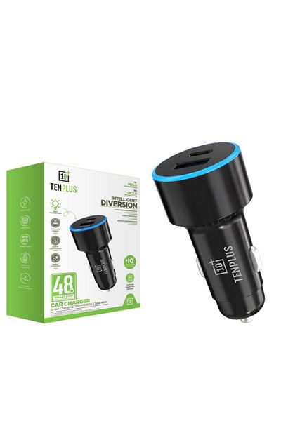 TENPLUS Ten Plus 48W PD30 QC18W Car Charger T3485 Black