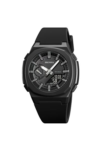 marvina ساعة BROSHA رياضية أنالوج-ديجيتال مقاومة للماء بتصميم أسود مطفي