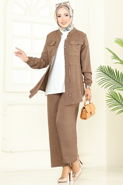 ModaMerve Göğüs Cep Detaylı Takım 9159PLK541-MS Koyu Vizyon