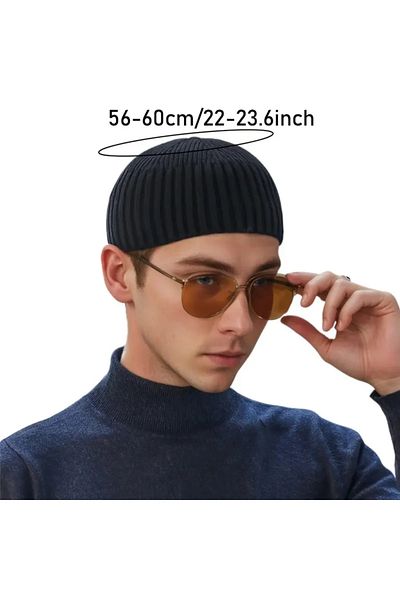 Generic 4 pcs Short Kufi Hats - Elastic One Size Large Turkish Melon-Shaped Muslim Caps for Men & Women