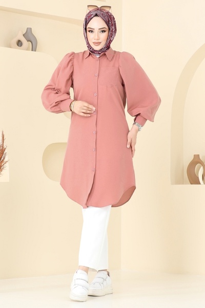 ModaMerve Balon Kollu Tesettür Tunik 3039KTR750-MS Somon