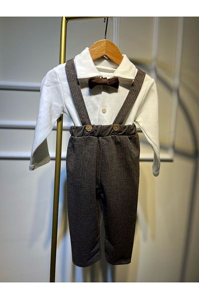 baume clothes Brown Men's Cashew Slopet Jumpsuit with Bow Tie