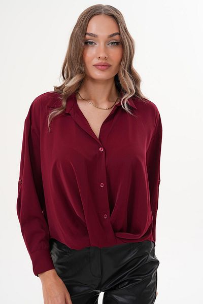 ŞİMAL Women's Front Knot Detailed Satin Shirt 255232 -