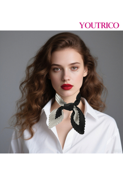 Youtrico Square Scarf-70*70cm Sun Shielding Wrinkled Squar Crinkle Pleat Faux Silk