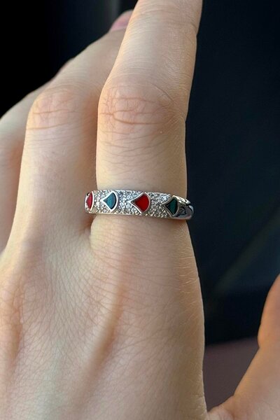 TAKIŞTIR Silver Color Stone Detailed Adjustable Ysx Ring