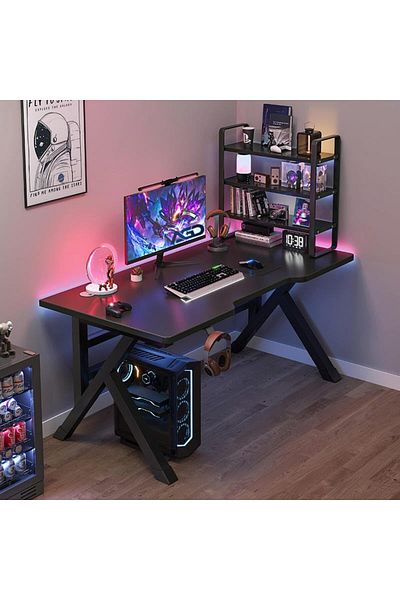 AGD Home Computer and Gaming Desk from AGD, Modern Writing Table for Study and Laptop, Durable Metal Fra