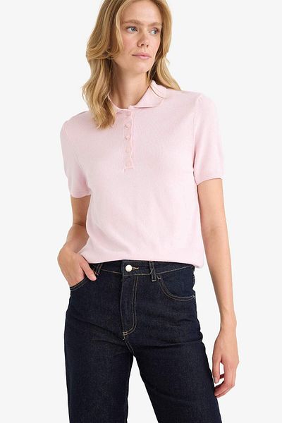 DeFacto Fitted Polo Neck Short Sleeve Knitwear Sweater F2885Ax25Au