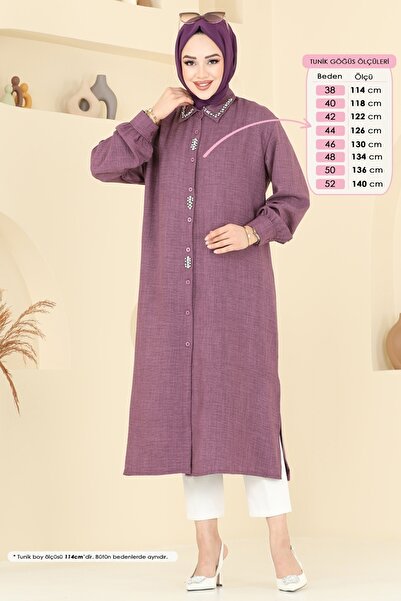 ModaMerve Taş Detaylı Tunik 302HBS856-MS Koyu Lila