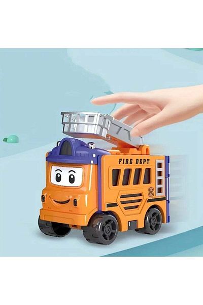 LIXADA 4pc Transforming Truck Playset - Engineering, Probe, Rescue Truck, Bulldozer Toy Vehicle Mode
