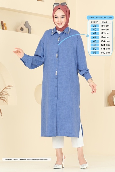 ModaMerve Taş Detaylı Tunik 302HBS856-MS İndigo