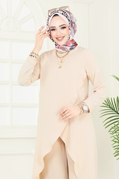 ModaMerve Asimetrik Kesim Tesettür Takım 353DVL817-MS Açık Vizyon