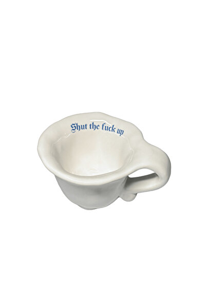 Incartato Ceramics Cana ceramică, Incartato Ceramics, Shut up, 80 ml, alb