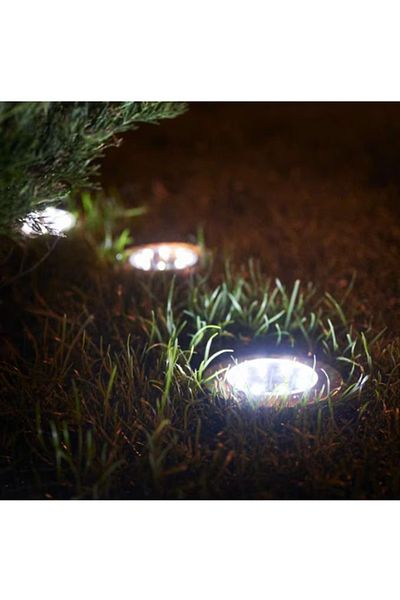 Expres Set of 4 Solar Powered Lamps, Spot Type with 8 LEDs, Express, for Garden, Stainless Steel