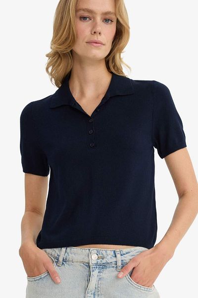 DeFacto Fitted Polo Neck Short Sleeve Knitwear Sweater F2885Ax25Au