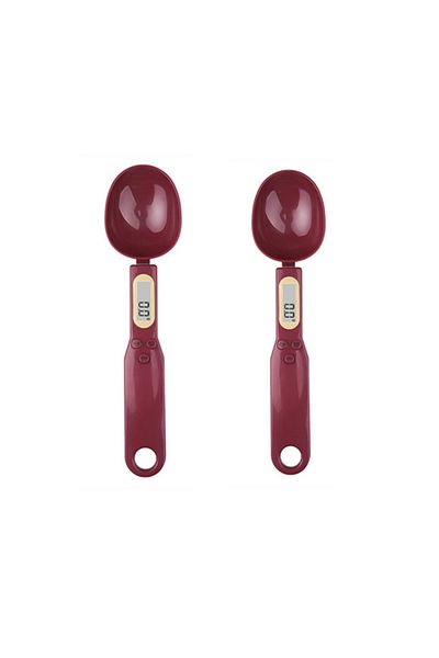 Choice11 1Kg 2PCS Red Mini Spoon Scale Digital Kitchen Scale Electronic LCD Food Scale 0.1-500g Cooking Flour