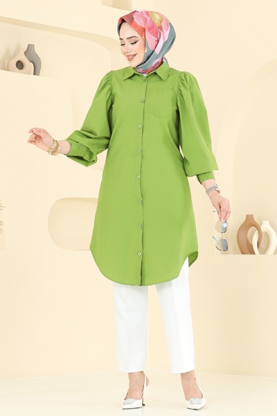 ModaMerve Balon Kollu Tesettür Tunik 3039KTR750-MS Asit