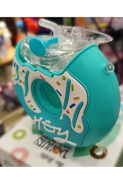ada çanta kırtasiye 380ml Plastic Flask Water Bottle with Silicone Protected Straw in Donut Shape