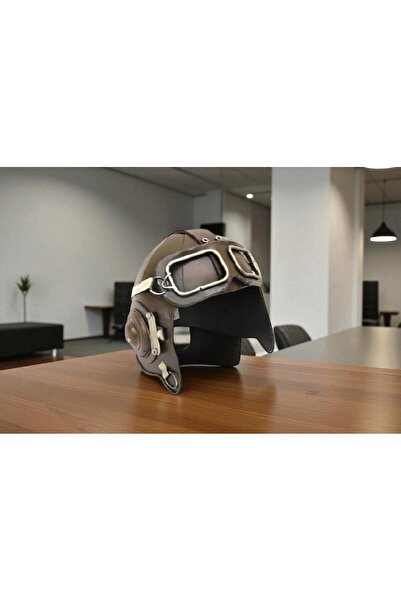 Kuzey Tacı Dekoratif Metal Pilot Kaskı Vintage Tasarım Nostalji Severerle Özel Vip 14 Cm