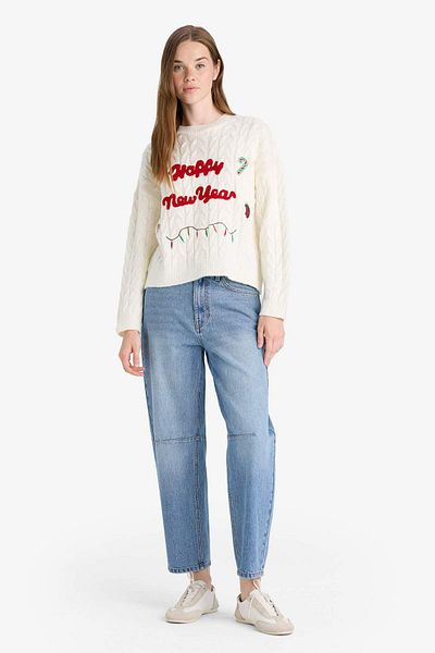 DeFacto New Year Themed Regular Fit Crew Neck Sweater F8249Ax25Cw