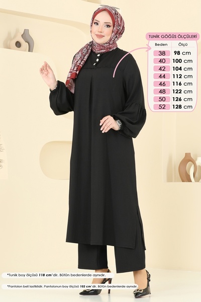 ModaMerve Güpür Detay Bürümcük Takım 417DVL817-MS Siyah