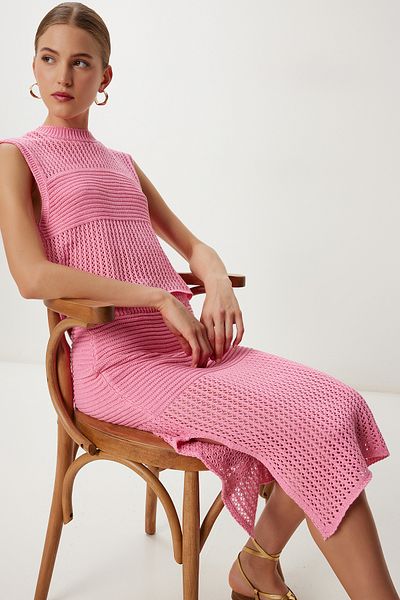 Lovelyİstanbul Openwork Summer Knitwear Blouse Skirt Set Lyy0119 Pink
