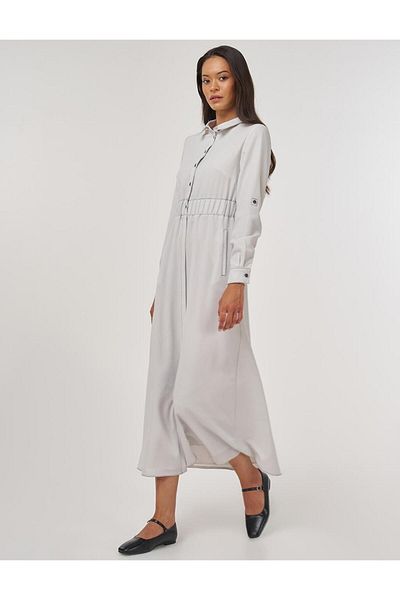 KYR Punto Stitched Maxi Dress Light Gray