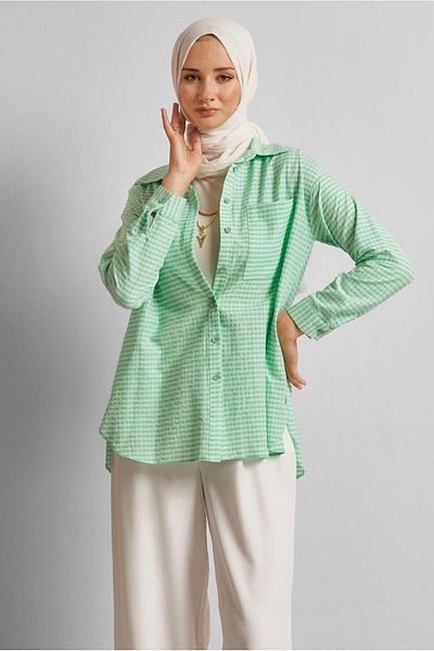Alvina Plaid Patterned Cotton Tunic 45779