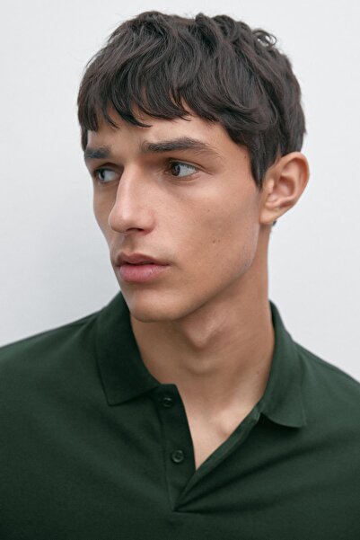 Massimo Dutti Uzun kollu merserize pamuklu dokulu polo yaka t-shirt