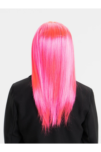 YNT İthalat Candy Pink Dark Pink Color Long Straight Party Wig