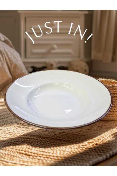 Matar Endüstriyel Mutfak Ekipmanları Porcelain Cream Color Brown Mesh Pasta Plate 27cm