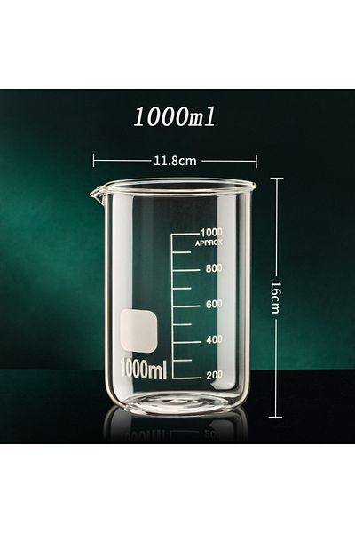 choice2 50-1000ml 1000ml High Borosilicate Glass Measuring Cup Clear Scale Cup Laboratory Beaker Kitchen Bak
