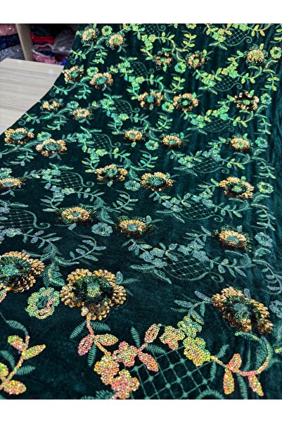 OsmanKumaşDantel Payet İşlemeli Kadife