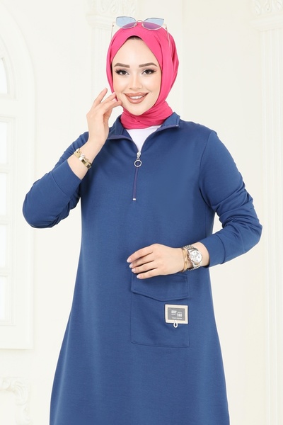 ModaMerve Arma Detay Tesettür Takım 339DVL817-MS İndigo