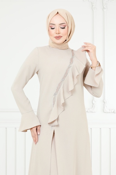 ModaMerve Önü Taşlı Abiye Takım 7090ABK1075-MS Taş