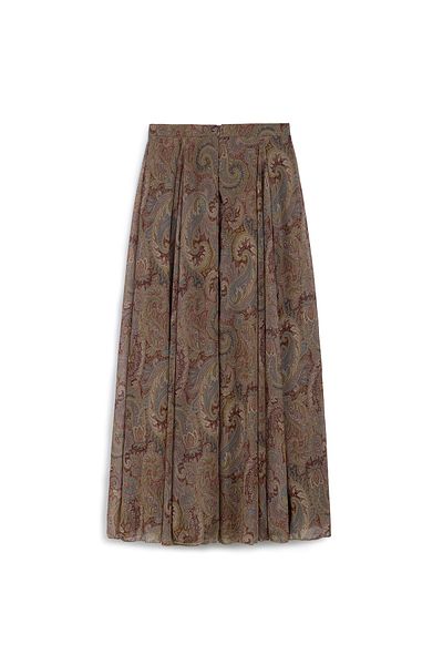 praye Ethnic Patterned Chiffon Skirt Bitter Brown