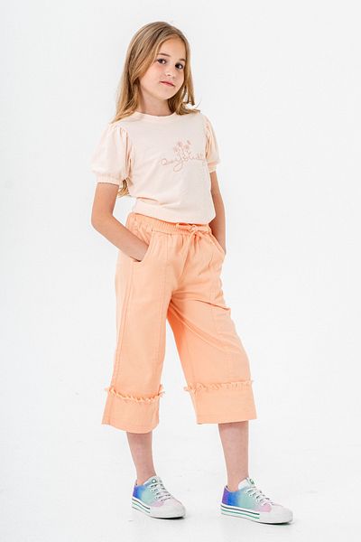 Cansın Mini Girl's Suit with Orange Capri Pants 21089